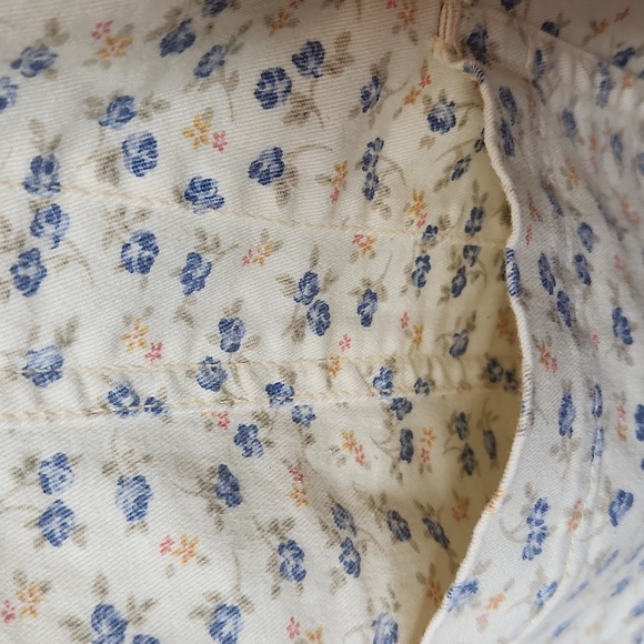 Vintage Liz Claiborne LizWear Jeans Women's Cream Cotton  Floral Blazer Size L - Picture 9 of 13